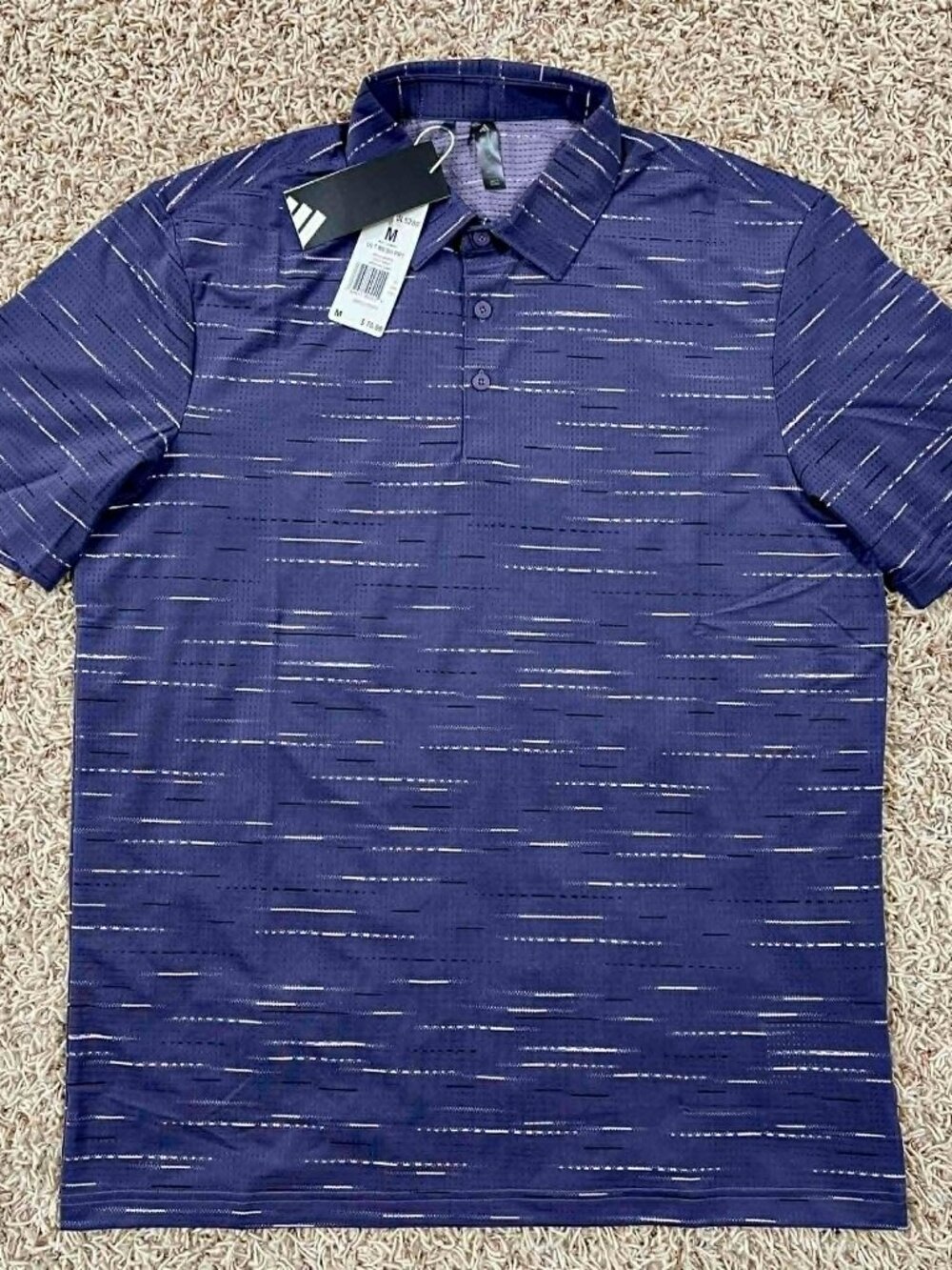 Adidas Men's Ultimate365 Mesh Glimmer Print Polo Shirt Violet JL5280 Size Medium